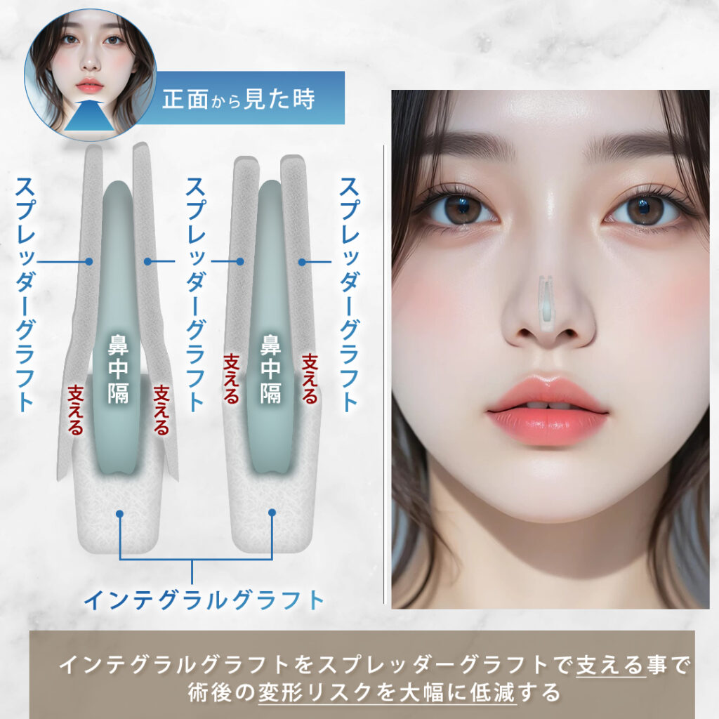 正面から見た時のスプレッダークラフトとインテグラルクラフトの図解