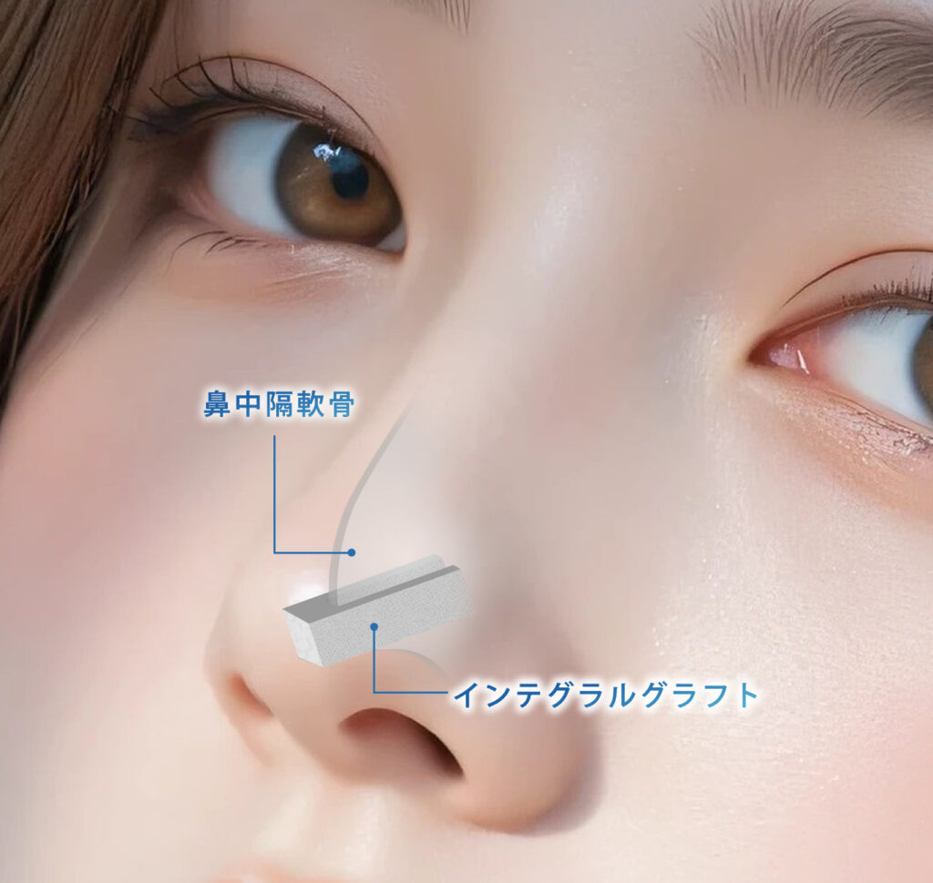 肋軟骨移植でインテグラルグラフトのみの図解