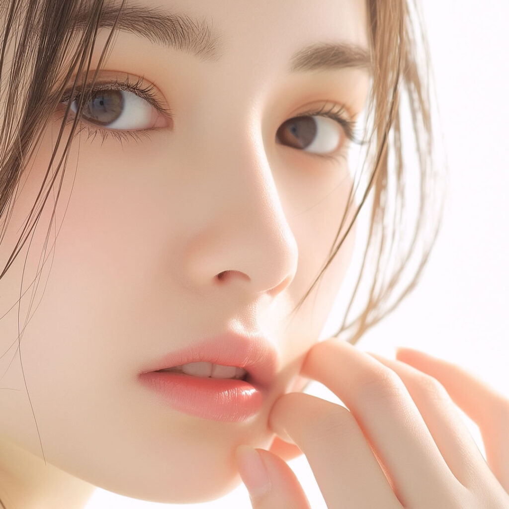 人中が短い女性